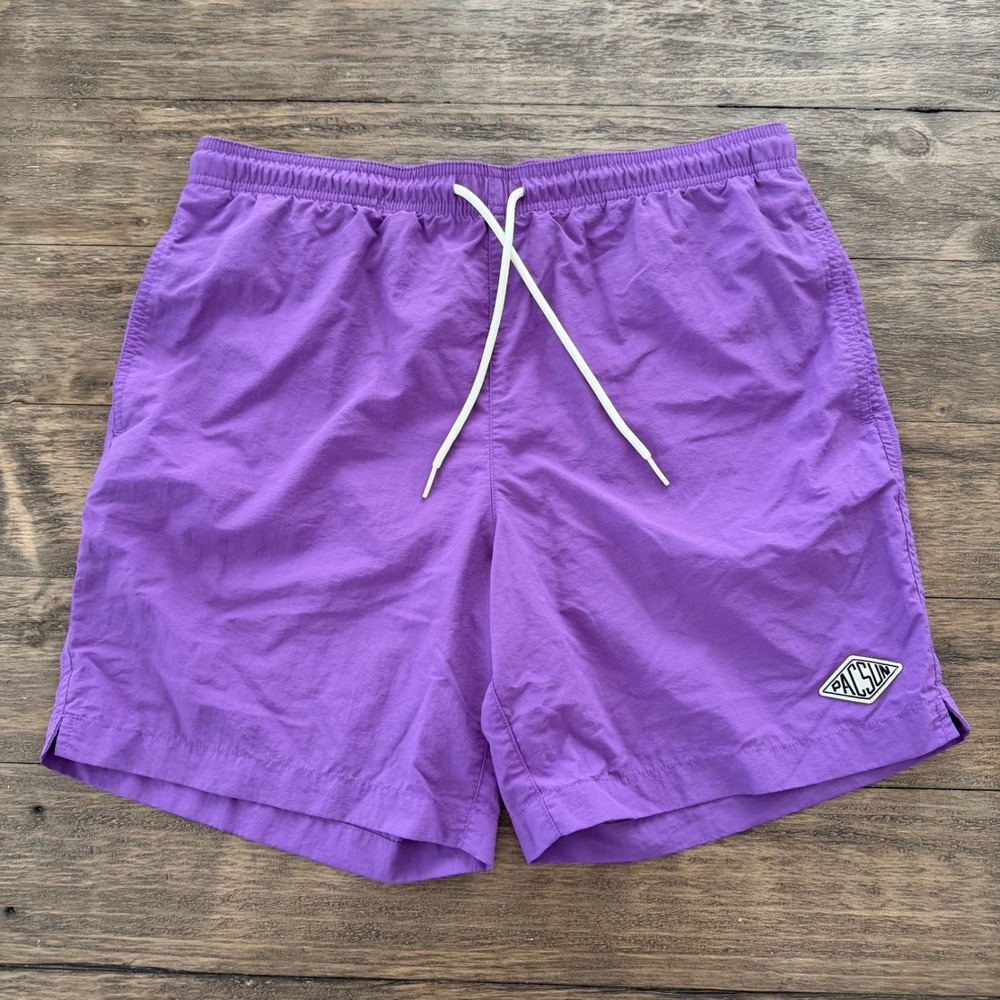 PacSun Mens Purple Swim Trunks Mesh Lined Drawstring Shorts Medium 6 Inseam